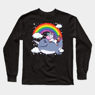 Adorable Unicorn Riding Narwhal Unicorn Of The Sea Long Sleeve T-Shirt